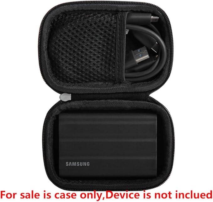 Hermitshell Hard Travel Case for Samsung T7 Shield 2TB / 1TB / 4TB, Portable SSD, USB 3.2 Gen2 External Solid State Drive (Black, Case for 1 Hard Drives)