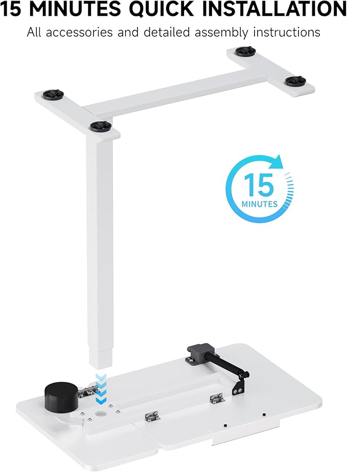BZIUM Overbed Bedside Table with Hidden Wheels, Adjustable Medical Tilt Top Hospital Bed Table Over The Bed, Rolling Desk Mobile Standing Desk for Hospital&Home Use (White)