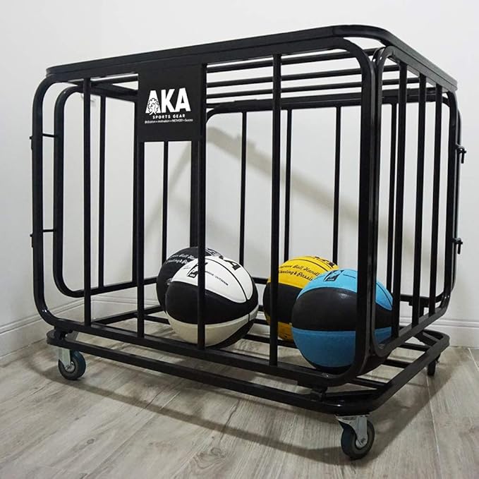 AKA Sports Ball Equpment Cart | Ball Storage for Soccer, Volleyball, Football | Ball Organizer | Ball Rack with Wheels