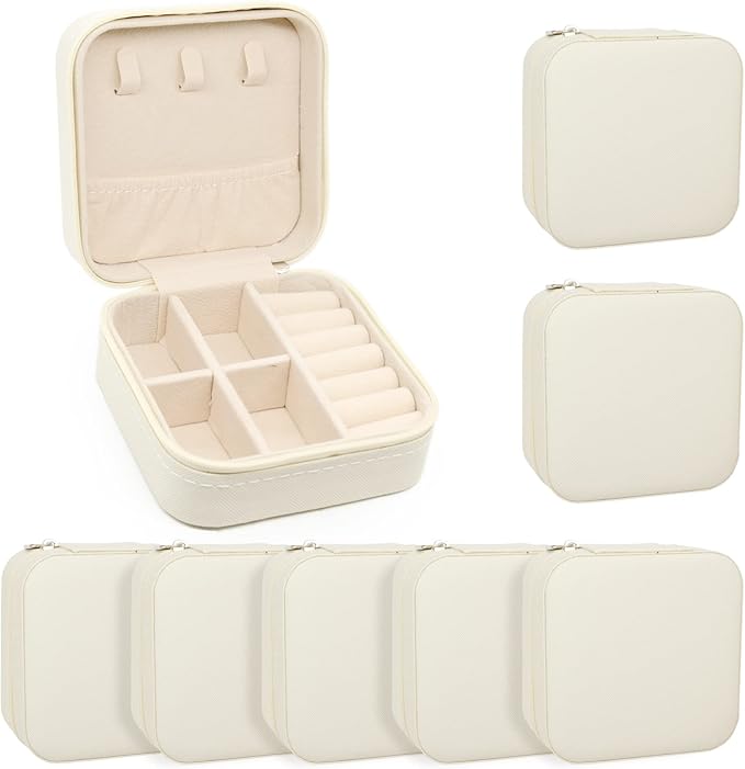 KEINE MARKE Small Jewelry Box, Travel Portable Jewelry Case for Ring, Pendant, Earring, Necklace, Bracelet Organizer Storage Holder Boxes (white*8).
