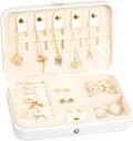 Small Jewelry Box, Travel Jewelry Case Portable Jewelry Boxes for Women, 2-Layer Mini Jewelry Travel Organizer, Gift for Women Girls,White B