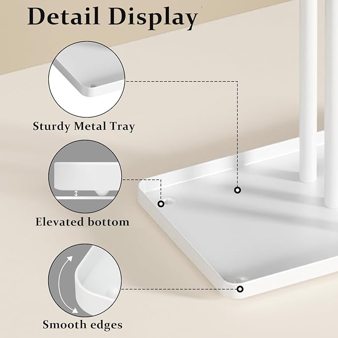 Jewelry Stand Organizer for Necklace Earring - 14.5" Sturdy Metal, 3-TierJewelry Holder for Bracelet, Ring Display and Storage, White