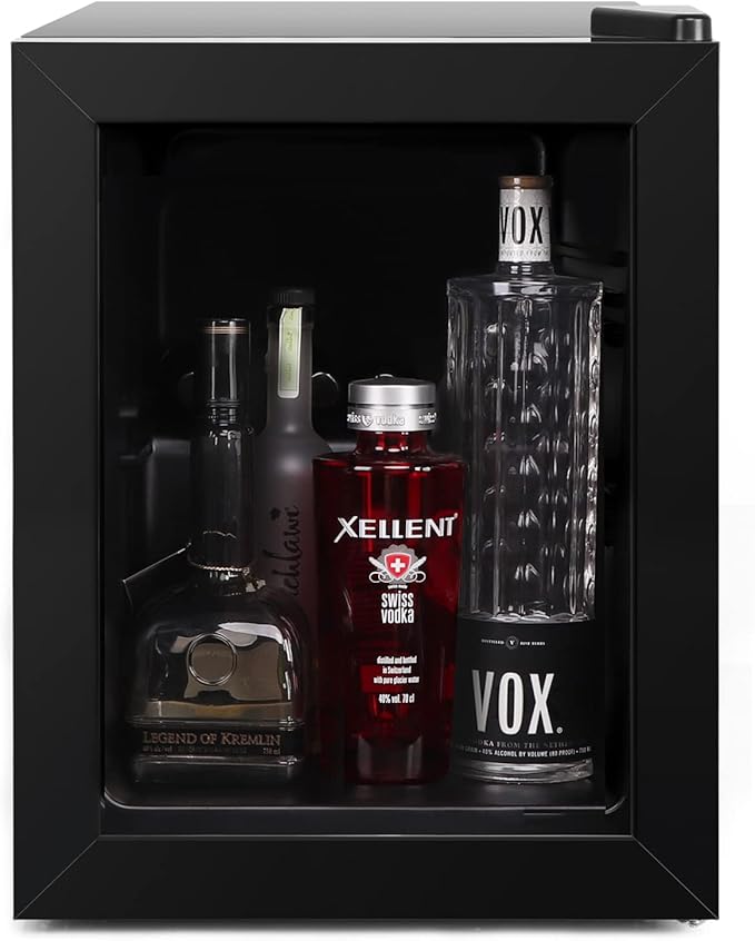 Compact Mini Freezer with LED Light 3-Layer Glass Display Door 2.1 Cu Ft with 2 Removable Shelves Quiet Upright Freezer 7 Temperature Settings Perfect for Liquor and Ice Cream
