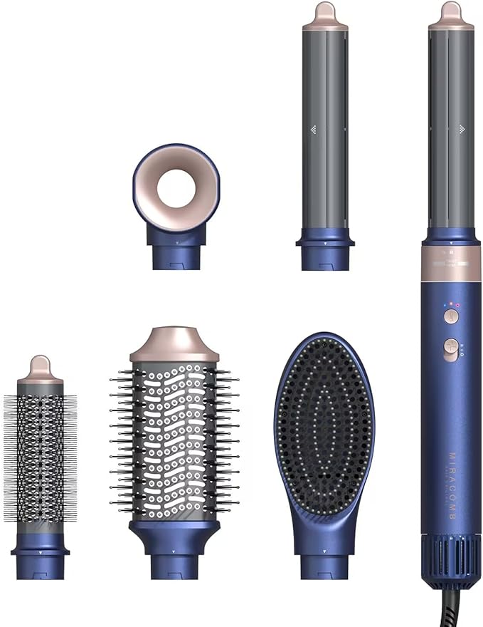 Hair Dryer Brush Professional Hair Multi-Stylers - MIRACOMB Ionic Hot Air Styling System with Auto Wrap Curlers, Brushless Motor, Intelligent Heat Control - Fast Drying - Versatile for All Hair Types