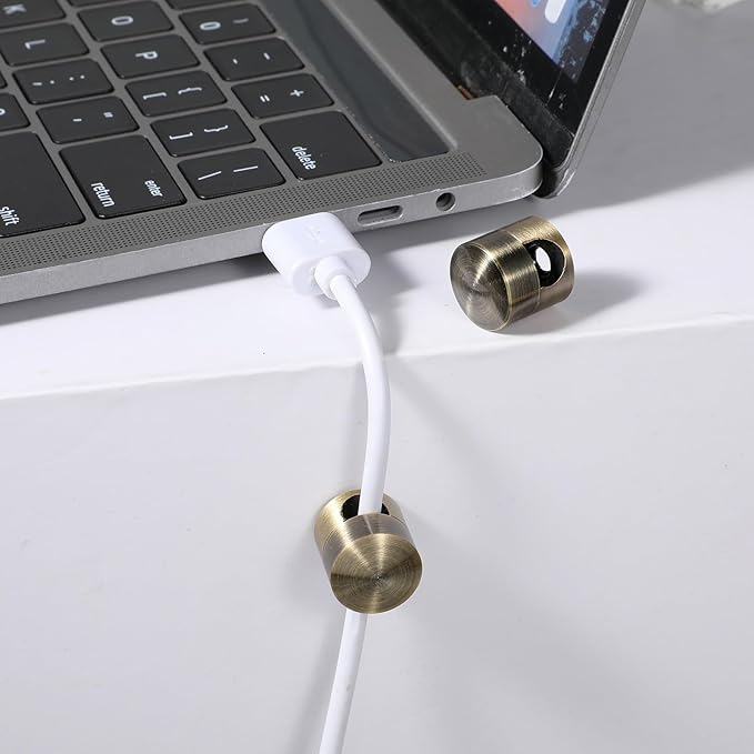 6 Sets Charger Holders for Cords Adjustable Cable Anchor Holders Adhesive Metal Cord Clips Organizer Wire Management Keeper Phone Charger Holder for Nightstand Desktop Wall Office Home