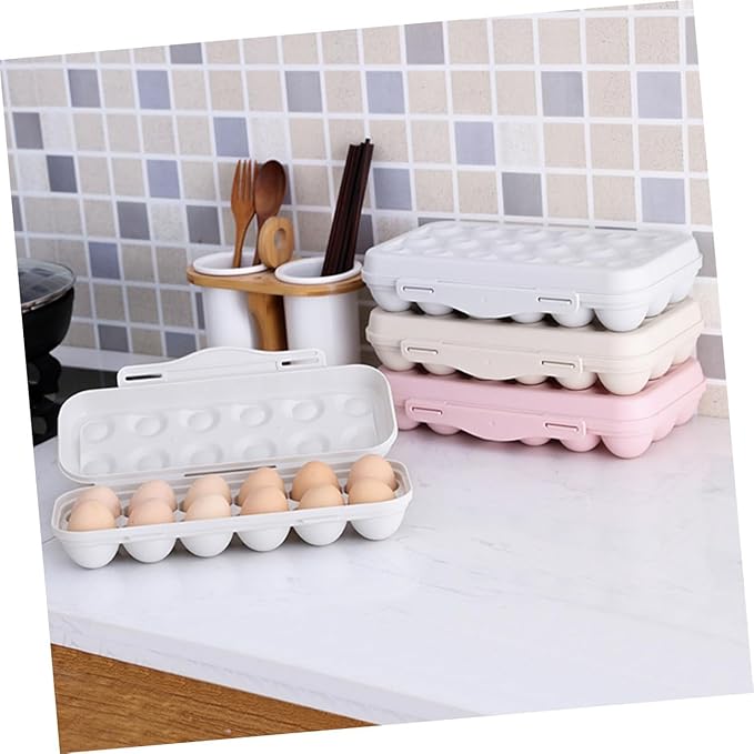 Toyvian 2pcs Egg Storage Container for Refrigerator Stackable Plastic Egg Holder with Design Space-saving Organizer Bin for Home Kitchen and Easy to Clean