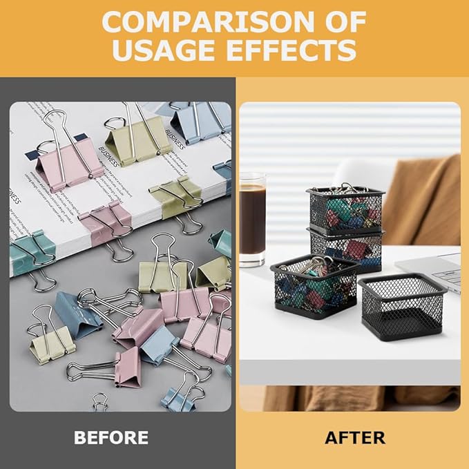 Paper Clip Holder for Desk, Paperclip Holders Mesh Paperclip Dispenser Organizer for Desk Binderclip Bobby Pin Holder Container for Home Office School(SIZE:4pcs)