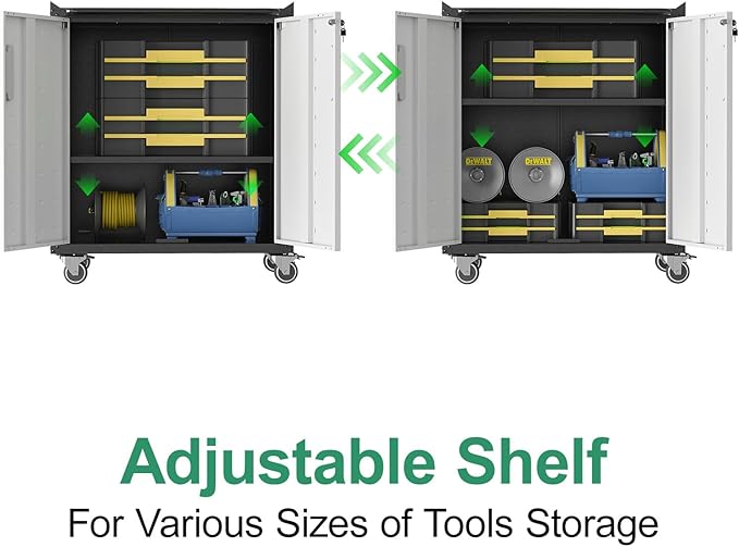Metal Tool Cabinet,Garage Storage Cabinet System,Wall Cabinet & Locking Rolling Tool Cabinet with Doors and Adjustable Shelves,Steel Tool Cabinets for Home (4 Pcs-StyleB, Black & Grey)
