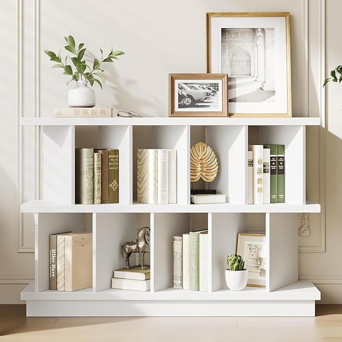 Garvee 8 Cube Storage Shelf Organizer - Wood Low Bookshelf with 10 Removable Back Panels, Display Storage Bookcase for Living Room, Bedroom, Entrance Hall, Home Office, Easy Assembly, White