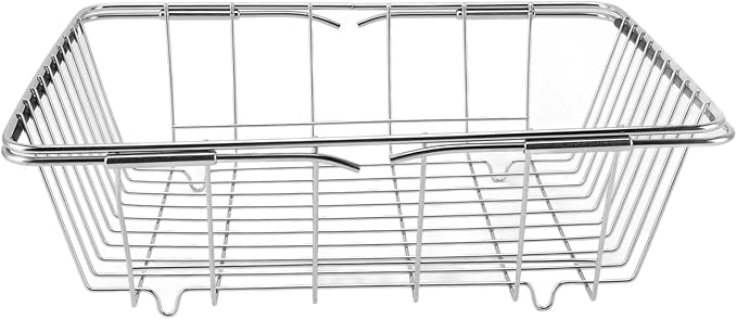Tyenaza Freezer Organizer Bin Stainless Steel Expandable 20KG Load Bearing Freezer Storage Basket Flat Bottom