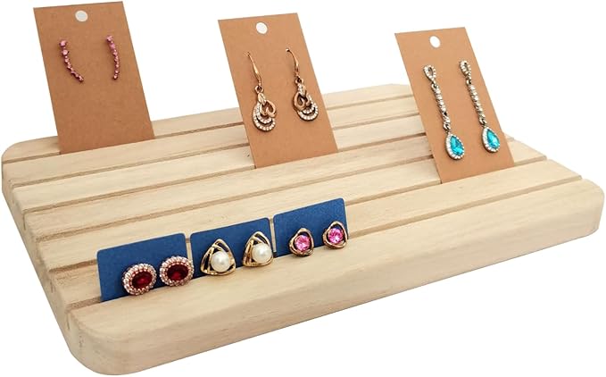 Natural Wood Business Card Holder Wooden Earring Display Stands Jewelry Retail Display for Selling Earring Showing Ring organizer