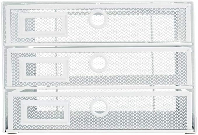 Annova Desk Organizer Wire Mesh 3 Tier Sliding Drawers Paper Sorter/Multifunctional/Premium Solid Construction for Letters, Documents, Mail, Files, Paper, Kids' Art Supplies (White)
