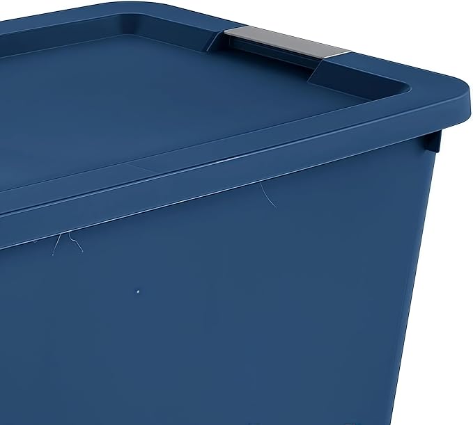 34 Gallon Heavy-Duty Wheeled Storage Bin with Lid – Large Rolling Plastic Container for Garage,Outdoor,Home & Organization Needs,Blue