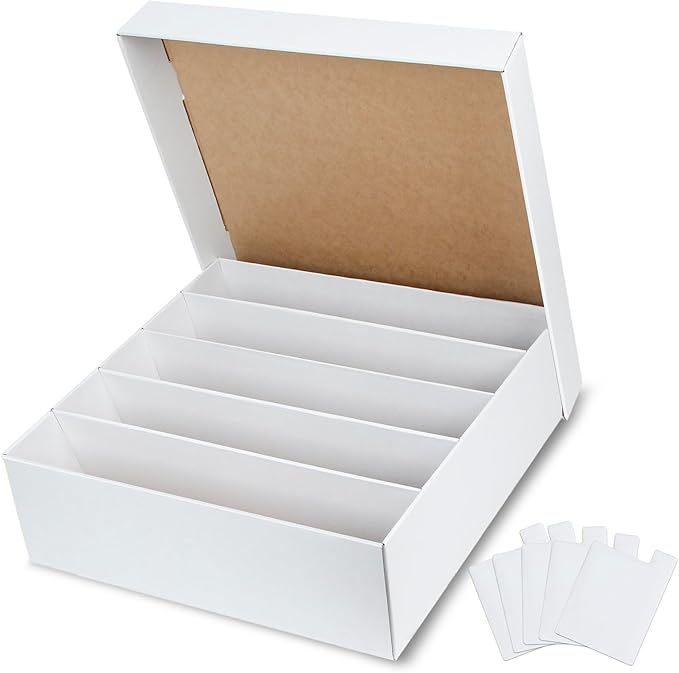 4 Pack Trading Card Storage Box - 5 Rows, Cardboard Storage Box holds 1100+ Top Loaders, Graded Card Holder Organizer Case fits PSA/HGA Slabs