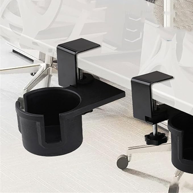 Upgraded 180 Degree Rotating Desk Clamp Organiser Cup Holder for Office and Gaming Table Coffee Mug Storage Rack