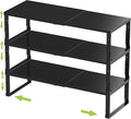 Expandable Stackable Spice Rack Organizer for Kitchen Cabinet,Adjustable Counter Shelf, countertop, Pantry,Cupboard,Bathroom,Bedroom(3Packs/Black/Large)