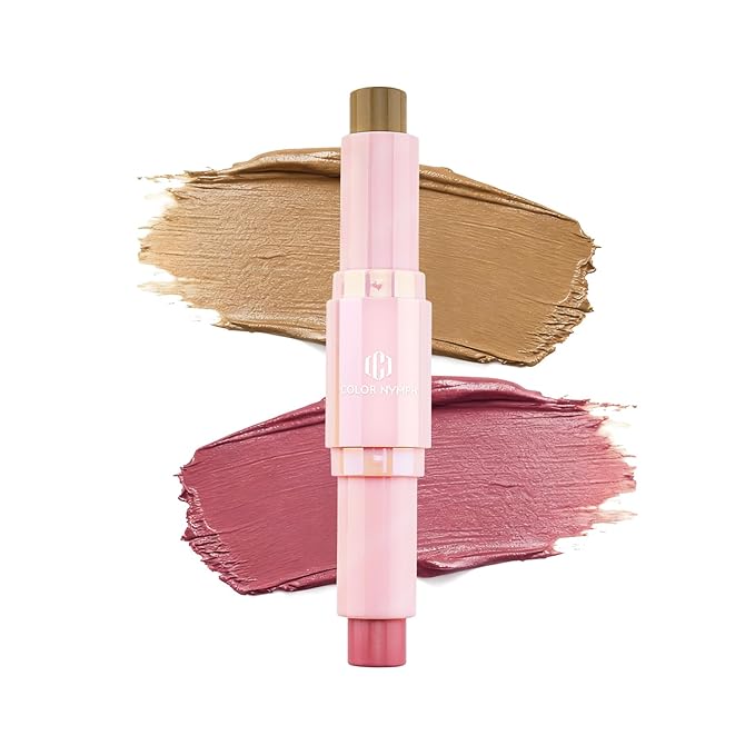 Color Nymph Blush Contour Stick, Cream Blush & Contour Matte Texture Double-end Stick Multiuse Blusher with Butter Bronzer For Cheeks Eyes Lip Vegan & Cruelty-Free - 03# Morocco Plum