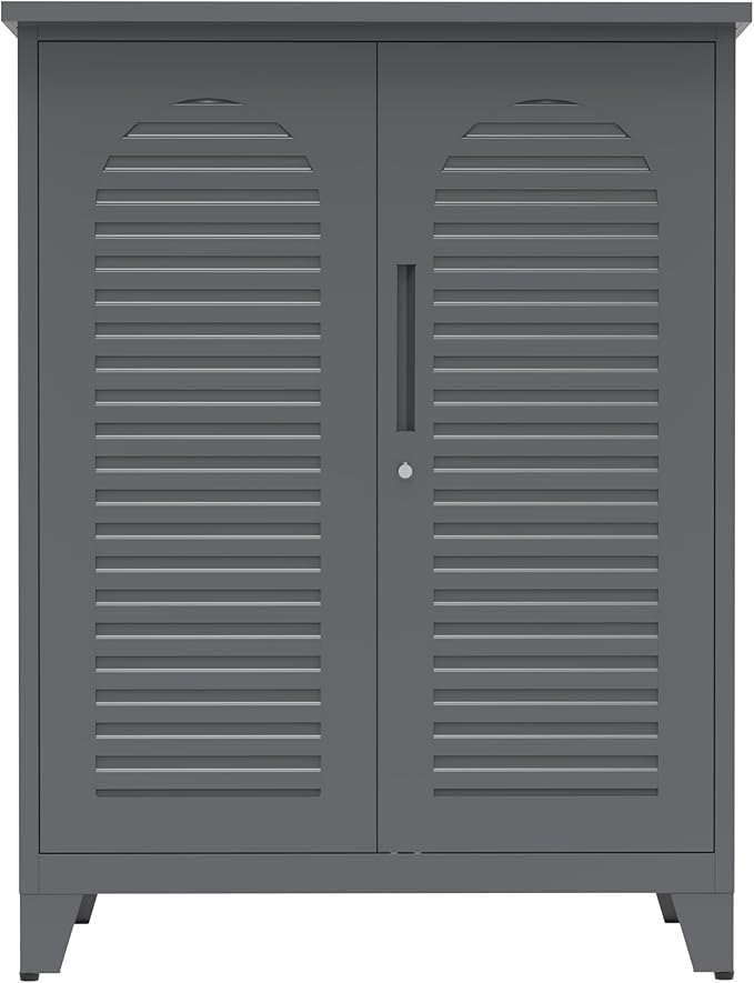 Wide Metal Tool Storage Cabinet with Adjustable Shelves, 47.2” Steel Organizer for Garage Basement Laundry Room Garden or Office, Heavy Duty Utility Storage Cabinet with Pegboard