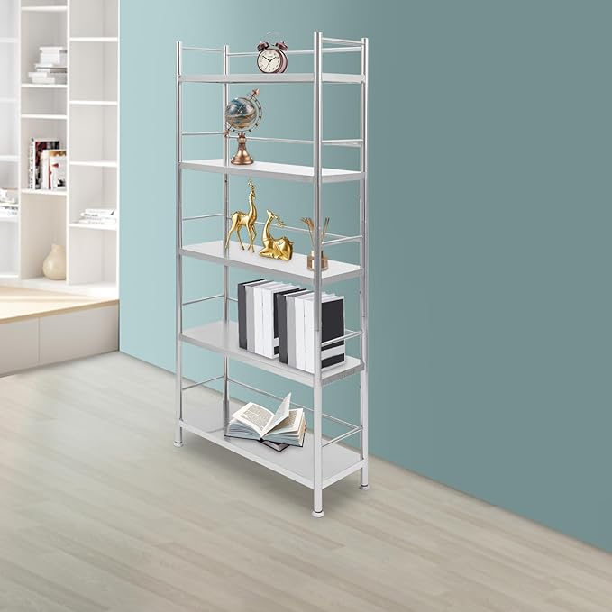 5-Tier Adjustable Rack Storage,28" L x 10" W x 63" H Stainless Steel Shelving Organizer,Heave Duty Shelf Storage Unit Up to 22lb Each Shelf for Kitchen&Garage