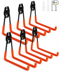 WMK 7.3'' Garage Hooks Heavy Duty Wall Hook, 6 Pack Garage Storage Hook, Wall Mount Utility Garage Hooks for Hanging Tools Bike Ladder (Orange)