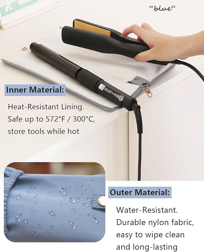 Lifeplus Holder & Mat for Hot Tools, Curling Iron Flat Iron Heat Resistant Hair Tools Travel Bag - Ideal for Home, Travel, Gift (White)