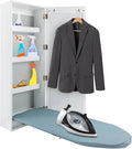 Wall Mounted Ironing Board with Storage Cabinet Built in Swivel Ironing Board with 3Tier Shelf & Dressing Mirror for Home Apartment & Small Spaces