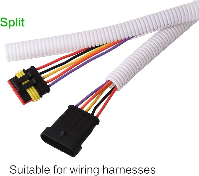 Alex Tech 50ft - 1/2 inch Split Wire Loom Tubing - White