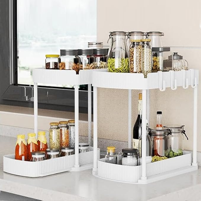 Multi-Purpose Pull-Out Storage Organizers, Under Sink & Cabinet Storage, 12.8 Inch, White (白色)