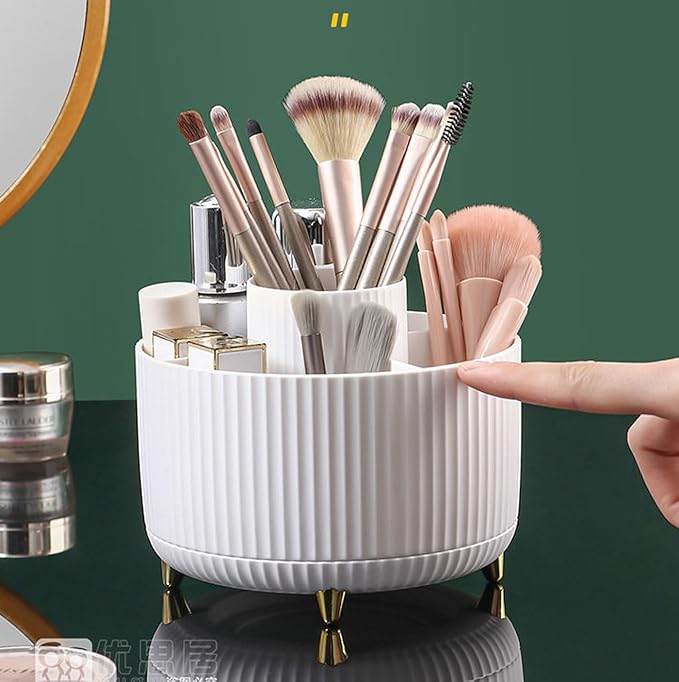 360 Degree Rotating Makeup Brush Holder Organizer Detachable Design 5 Slot Make up Brushes Cup for Cosmetics and Pencil Pen Organizer for Desk Makeup Organizer Skincare Storage for Vanity (pink2)