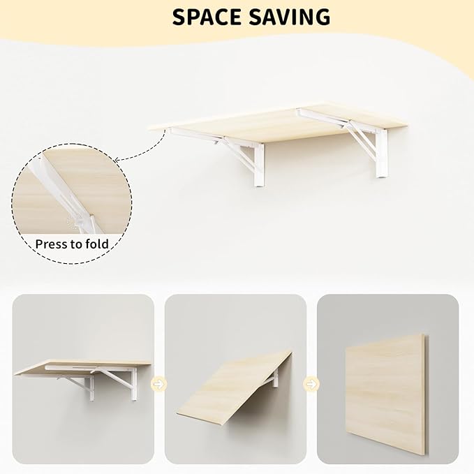 GOYLSER Fold Wall Mounted Table Folding Worktable, Addition to Garage/Home Office/Laundry Room/Home Bar/Kitchen & Dining Room