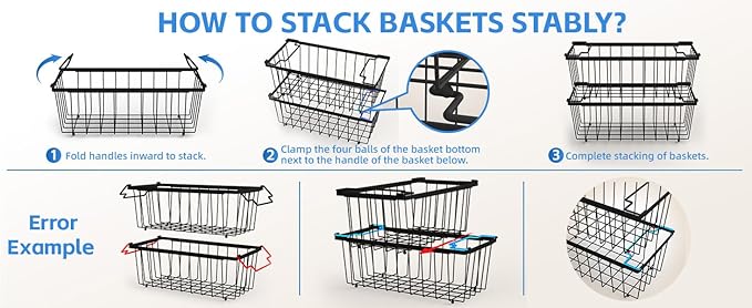 4 Pack Freezer Organizer Bins(14.6‘’L X 7.1‘’W X 5.2‘’H) Suitable for 5-7 Cu.Ft Chest Freezer Sort Frozen Meats | Stackablet Chest Freezer Organizer Bins Get Food Easily w/Handle, Gifts Ideas for Mom