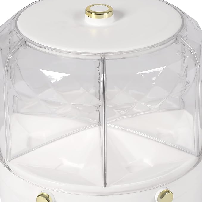 Cereal Dispenser Countertop 360° Rotating Grain Storage Container 13.2 Lbs Rice Dispenser 6 Grids Dry Food Dispenser Candy Dispensers Countertop for Small Grains, Beans, Rice