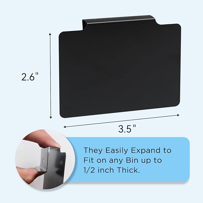 Metal Clip on Pantry Labels for Storage Bins - Chalkboard Tags for Kitchen Organization, Baskets & Containers