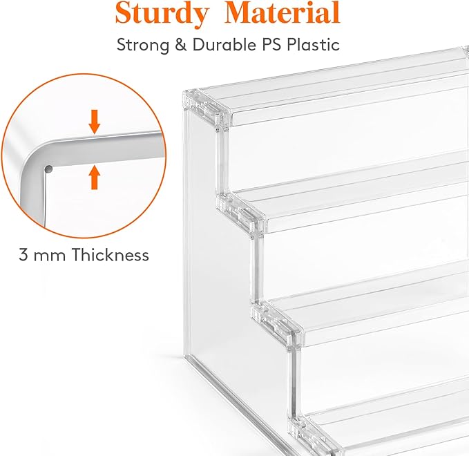 Lifewit 4 Tier Perfume Stand Organizer for Women, Plastic Display Riser, Tool-Free Assembly, Fragrance Makeup Cosmetics Shelf for Vanity Bedroom Bathroom Storage Organization, Clear, 9 Inch, 1 Pcs