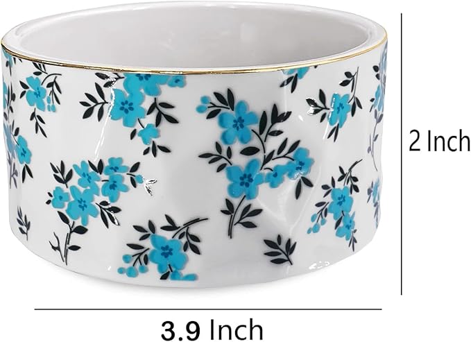 Paper Clip Holder Ceramic Paper Clip Holders Floral Paperclips Holder Dispenser Cute Gold Line Paper Clip Organizer for Desk Binder Clip Holder Bobby Pin Hair Gift for Office Teal Flowers