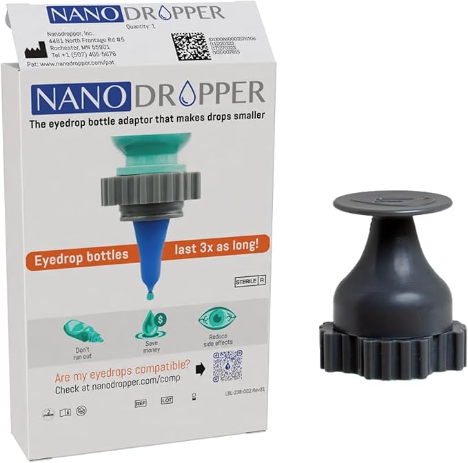 NANODROPPER Adaptor for Eyedrop Bottles - Volume Reducing Adaptor to Extend Bottle Life - SIZE 15