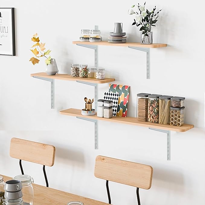 10 Pack 15‑Inch Adjustable Wire Shelf Brackets – Heavy‑Duty Double‑Track Closet & Wall Shelving System Supports（White）
