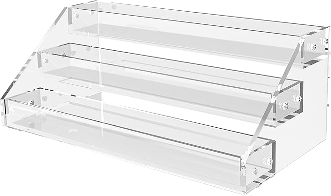 12" Acrylic Riser, Shelves - 3-Tier Clear Perfume Organizer,Sturdy and Stable Acrylic Organizer for Display Decorative,Skincare Organizers for Countertop, Tabletop, Collectibles, Nail Polish