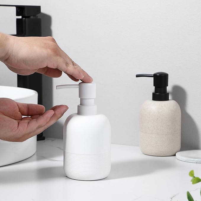Soap Dispenser White,Hand Soap Lotion Dispenser for Bathroom Countertop,Soap Dispenser for Kitchen.