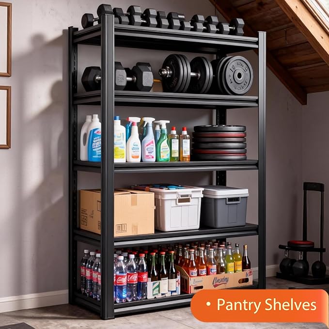 Heavy Duty Storage Shelves Unit, Adjustable Metal Garage Shelving,3500LBS Garage Storage Industrial Shelves,Storage Racks,Steel Shelf Suitable for Shop,Warehouse,Basement