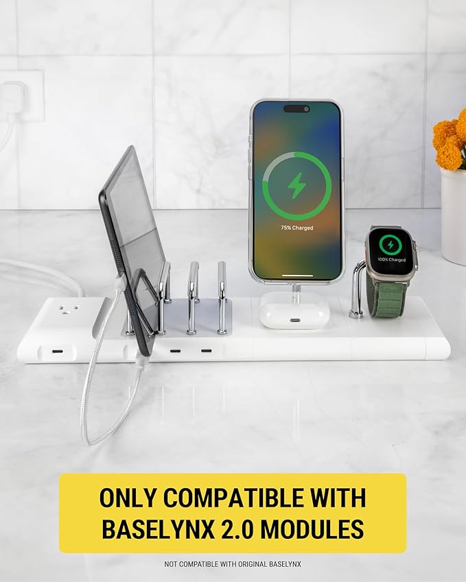 Scosche BL2AWWT-AP BaseLynx™ 2.0 Watch, Magnetic Charger Stand for Apple Watch, Modular Fast Charging Dock Station Compatible with Apple Watch Series 3/4/5/6/7/8/9/Ultra/Ultra2/SE, White
