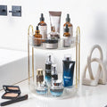 Rotating Makeup Organizer for Vanity, Skincare Make Up Storage Perfume Organizers for bathroom countertop, Clear Cosmetic Organizer for Dresser, Lipstick Hair product Spinning Stand Organizer (2 Tier,