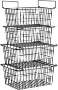 Freezer Organizer Bins, Large Capacity Stackable Baskets for Deep Chest Freezer Easy Get and Sort Bottom Frozen Meats Food Storage Containers Pantry Storage and Organization, 4pcs