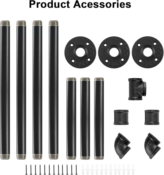 Industrial Iron Pipe Clothes Hanging Bar DIY Wall-Mounted Garment Rack Heavy Duty Clothing Rack for Bedroom, Laundry Room, Closet Storage (Black 60 inch)