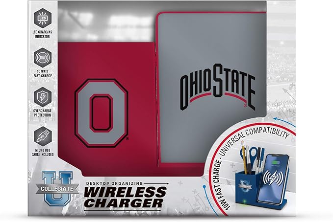 SOAR NCAA Unisex Cell Phone Wireless Charging Stand and Desktop Organizer