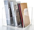 3 Vertical Compartments Clear Acrylic Magazine & File Holder – Multipurpose Desk Organizer for Documents, Tablets, Magazines, Books – Office/Home/Classroom Rack