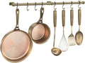 ROTHLEY Stainless Steel Hanging Pot Rack Hanger: 23.7 Inch Pot and Pan Hanger Wall Mounted Hanging Pot Bar Rack Heavy Duty Pot Hangers Kitchen Rail with 8 S Hooks (Antique Brass)