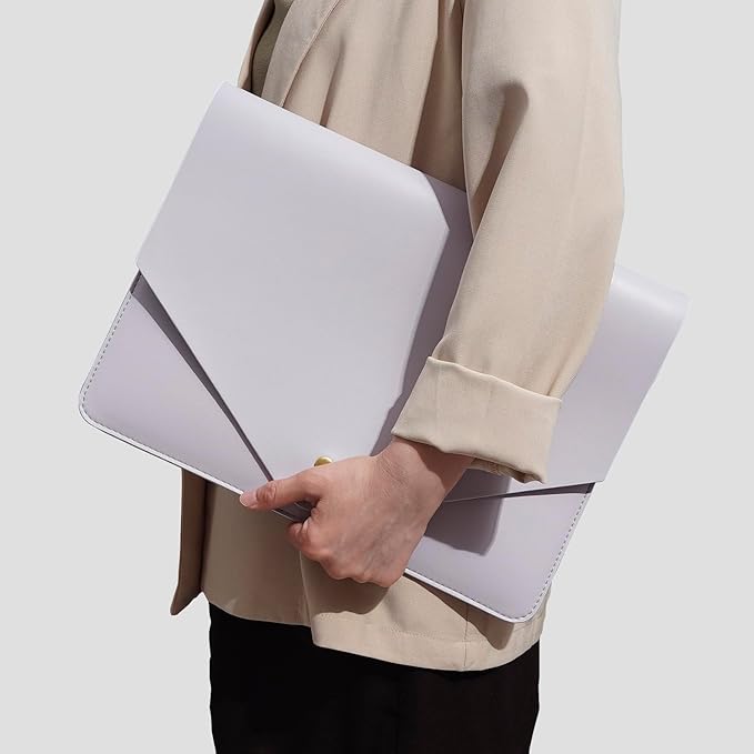 PU Leather Laptop Sleeve 13 Inch Compatible with 2024 13inch MacBook Air M3,13 MacBook Pro M2, Surface Pro 7, Dell XPS 13 with Small Pouch, Mouse Pad and Cord Holder Color Light Purple