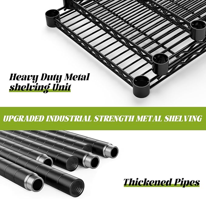 Storage Shelves, 3 PCS 36" L x 14" W x 72" H Heavy Duty Garage Wire Shelving Unit Loads 1750LBS, 5-Tier Adjustable Metal Industrial Utility Shelf Rack for Kitchen, Laundry Room, Basement