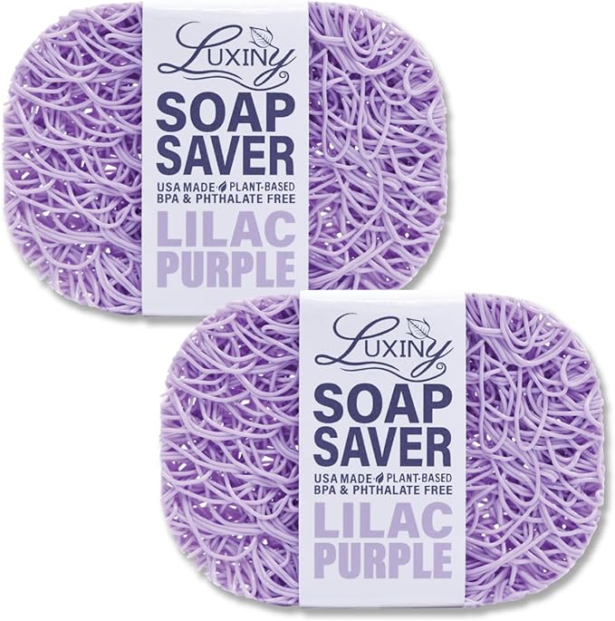 Soap Savers for bar soap, American Made by Luxiny, Lifts Soap in Soap Dishes & Shower Soap Holders -Handmade Soap Lasts Longer -Made from Plant Based Material (Lavender Lilac Purple)
